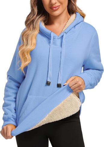 Gesean Women's Sherpa Lined Cotton Pullover Sweatshirts Fleece Hoodies Kangaroo Hooded Pocket for Women in Saudi Arabia