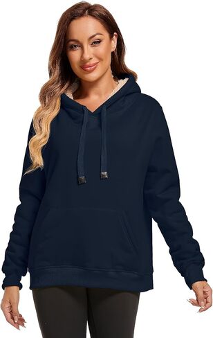 Gesean Women's Sherpa Lined Cotton Pullover Sweatshirts Fleece Hoodies Kangaroo Hooded Pocket for Women in Saudi Arabia