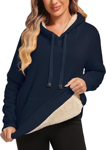 Gesean Women's Sherpa Lined Cotton Pullover Sweatshirts Fleece Hoodies Kangaroo Hooded Pocket for Women in Saudi Arabia