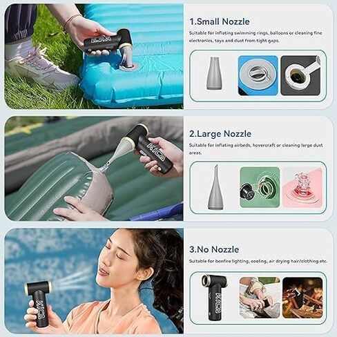 Compressed Air Duster Fan 100000RPM Multi-Functional Mini Portable Electric Air Duster Blower for Keyboard Cleaner, Computer, Car, Outdoors, Camping - Grey Full Metal Cordless Air Duster in Saudi Arabia