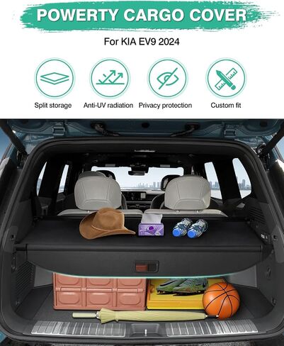 Powerty متوافق مع غطاء الشحن Ford Edge 2023 2015-2022 غطاء خلفي قابل للسحب وغطاء صندوق الأمتعة باللون الأسود بدون فجوة in Kuwait
