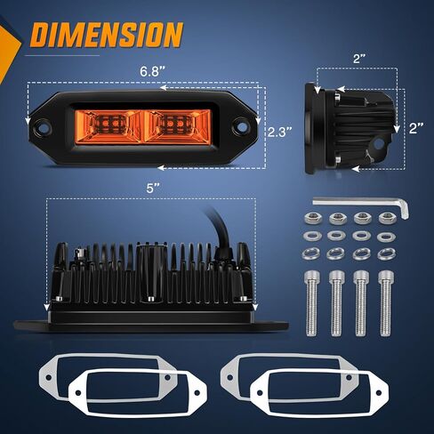 Nilight 2PCS 40W فلوش جبل LED القرون الفيضانات LED شريط ضوء العمل، على الطرق الوعرة النسخ الاحتياطي أضواء القيادة مصباح الضباب لجيب الوفير ATV UTV SUV شاحنة قارب in Kuwait