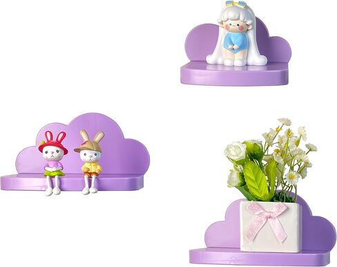 Veluckin Floating Shelves for Kids Room Nursery Wall Decor Display Compact Style for Livingroom Bedroom Bathroom，3 Pack，C1 in Saudi Arabia