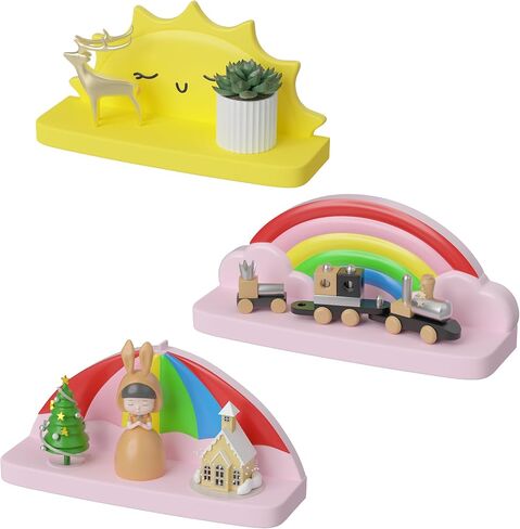 Veluckin Floating Shelves for Kids Room Nursery Wall Decor Display Compact Style for Livingroom Bedroom Bathroom，3 Pack，C1 in Saudi Arabia