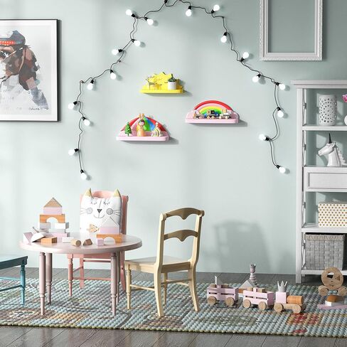 Veluckin Floating Shelves for Kids Room Nursery Wall Decor Display Compact Style for Livingroom Bedroom Bathroom，3 Pack，C1 in Saudi Arabia