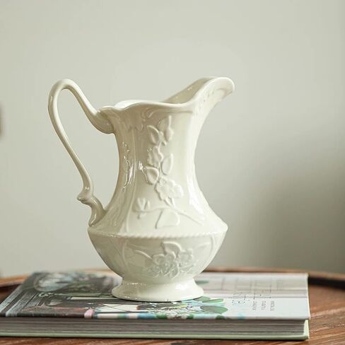 Vintage Ceramic Pitcher, Stain Resistant Stoneware Pitcher Vase with Handle in Saudi Arabia