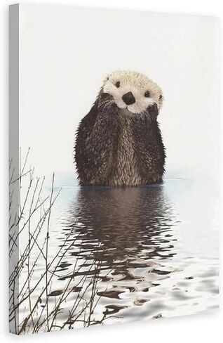 XDTIOPIMY Animal Wall Art Decor Cute Fluffy Otters Animal Canvas Poster Print Decor Office Room Decor Picture Paintings for Living Room Bedroom Framed Ready to Hang 12x18 inchs in Saudi Arabia