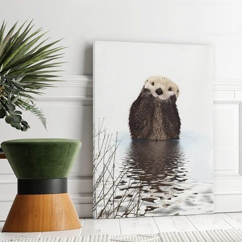XDTIOPIMY Animal Wall Art Decor Cute Fluffy Otters Animal Canvas Poster Print Decor Office Room Decor Picture Paintings for Living Room Bedroom Framed Ready to Hang 12x18 inchs in Saudi Arabia
