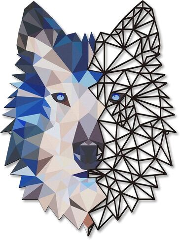 معدن الذئب جدار الفن الذئب المعادن جدار الفن ديكور الذئب الهدايا للرجال هندسية الذئب علامة الذئب المعدني جدار الفن الداخلي والخارجي جدار ديكور هدايا عيد ميلاد للرجال in Kuwait