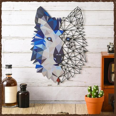 معدن الذئب جدار الفن الذئب المعادن جدار الفن ديكور الذئب الهدايا للرجال هندسية الذئب علامة الذئب المعدني جدار الفن الداخلي والخارجي جدار ديكور هدايا عيد ميلاد للرجال in Kuwait