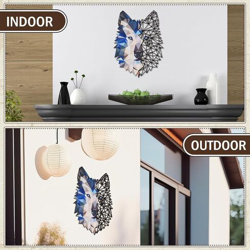 معدن الذئب جدار الفن الذئب المعادن جدار الفن ديكور الذئب الهدايا للرجال هندسية الذئب علامة الذئب المعدني جدار الفن الداخلي والخارجي جدار ديكور هدايا عيد ميلاد للرجال in Kuwait