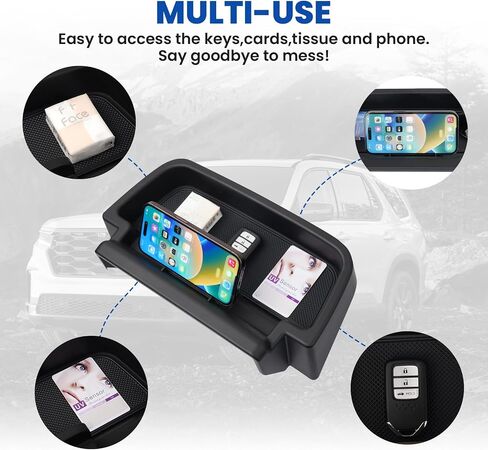 Autorder Center Console Organizer for 2023 2024 Honda Pilot Sport/EX-L/TrailSport/Touring/Elite Accessories Armrest Storage Box Secondary Insert Tray with 2 Color Mats in Saudi Arabia