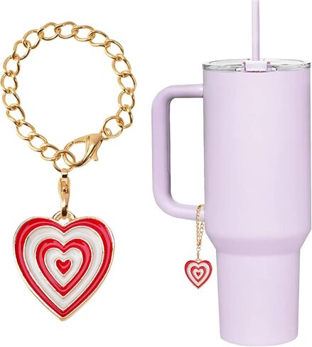 Cute Heart for Stanley Cup Colorful Heart Accessories for Water Bottle with handle Women Girls Gifts (Pink) in Kuwait