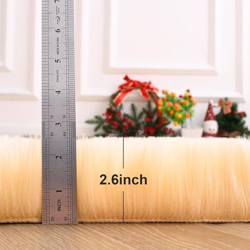 Softlife Yellow 3x5 Faux Fur Rug for Bedroom, Fluffy Sheepskin Fur Rug Luxury Ultra Soft Throw Fuzzy Bedside Rug, Machine Washable Shag Rug for Room Decor in Saudi Arabia