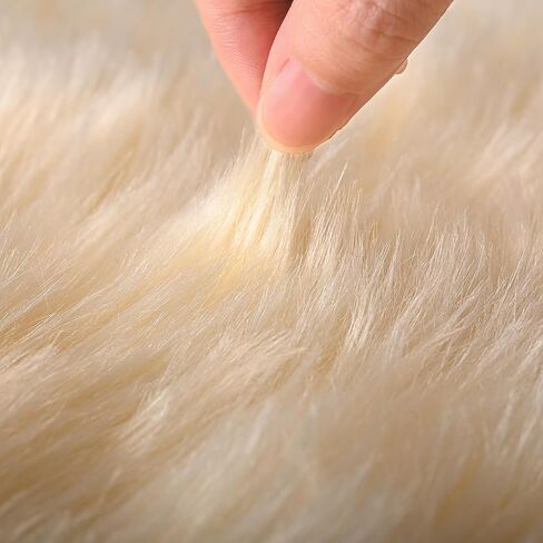 Softlife Yellow 3x5 Faux Fur Rug for Bedroom, Fluffy Sheepskin Fur Rug Luxury Ultra Soft Throw Fuzzy Bedside Rug, Machine Washable Shag Rug for Room Decor in Saudi Arabia