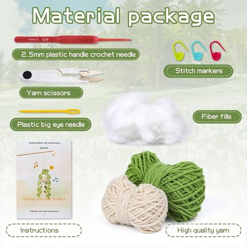 kdafio Crochet Kit for Beginners, 2PC Hanging Potted Plants Crochet Starter Kit with Step-by-Step Instructions and Video Tutorials Complete Crochet Kit for Beginners Decoration (Leaf Potted Plant) in Saudi Arabia