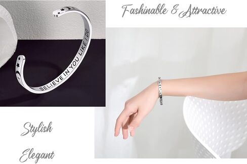 أساور SAM & LORI المخصصة للفتيات المراهقات/النساء - هدايا مجوهرات ملهمة (تصاميم مختلفة) للابنة/الأخت/الأم/الأصدقاء - سوار قابل للتعديل في صندوق هدايا جميل in Kuwait