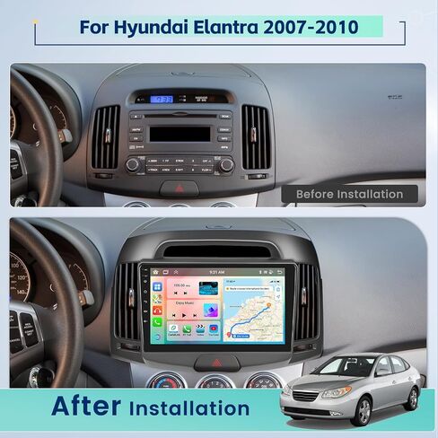 2+64GB 9 Inch Touchscreen Stereo Kit for Hyundai Elantra 2007-2010 Android 13 Car Radio with Wireless CarPlay Android Auto WiFi GPS BT FM/RDS USB MIC SWC RCA Backup Camera in Saudi Arabia