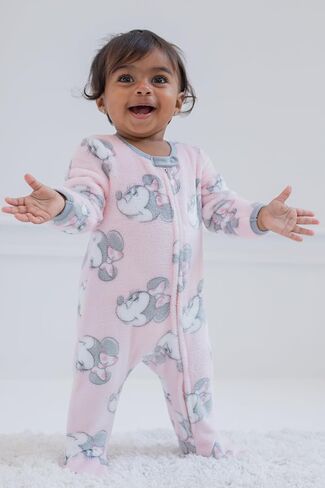 Disney Minnie Mouse Newborn Baby Girls Fleece 2 Pack Coveralls Woobie White/Pink Bows 0-3 Months in Saudi Arabia