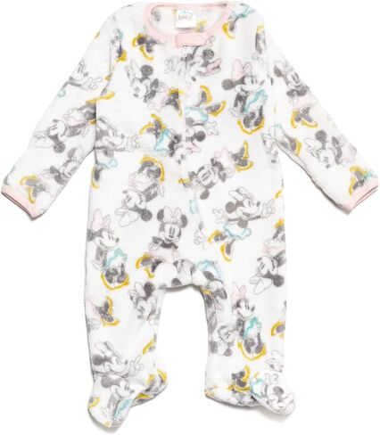 Disney Minnie Mouse Newborn Baby Girls Fleece 2 Pack Coveralls Woobie White/Pink Bows 0-3 Months in Saudi Arabia