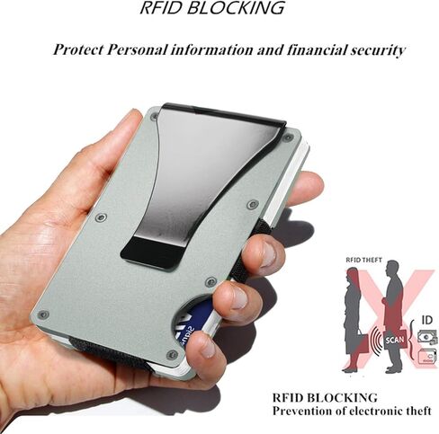 Slim Minimalist Compact Wallet for Men, RFID Blocking Credit Card Holder & Money Clip, Metal Business Card Cases holds, Ultra-Thin Design, Front Pocket, 15-20 Cards Capacity, Gift for Men(Black in Kuwait