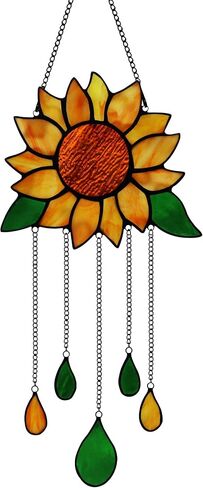 HAOSUM طائر الجنة زهرة ديكور الزجاج الملون Suncatcher، هدية الزهور الاصطناعية وهمية للنساء، زخرفة الزهور نافذة الزجاج الملون الشنق، هدايا هووسورمينغ لأمي الجدة in Kuwait