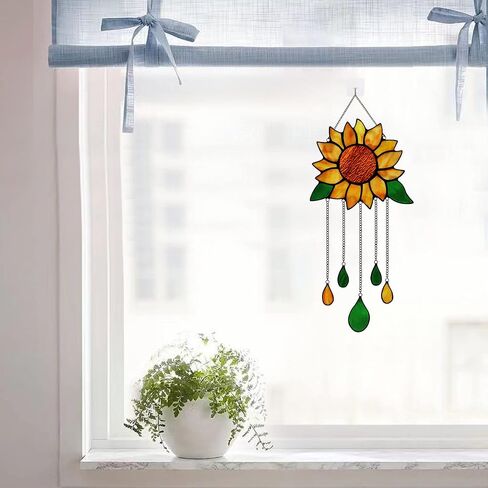 HAOSUM طائر الجنة زهرة ديكور الزجاج الملون Suncatcher، هدية الزهور الاصطناعية وهمية للنساء، زخرفة الزهور نافذة الزجاج الملون الشنق، هدايا هووسورمينغ لأمي الجدة in Kuwait