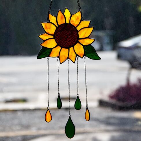 HAOSUM طائر الجنة زهرة ديكور الزجاج الملون Suncatcher، هدية الزهور الاصطناعية وهمية للنساء، زخرفة الزهور نافذة الزجاج الملون الشنق، هدايا هووسورمينغ لأمي الجدة in Kuwait