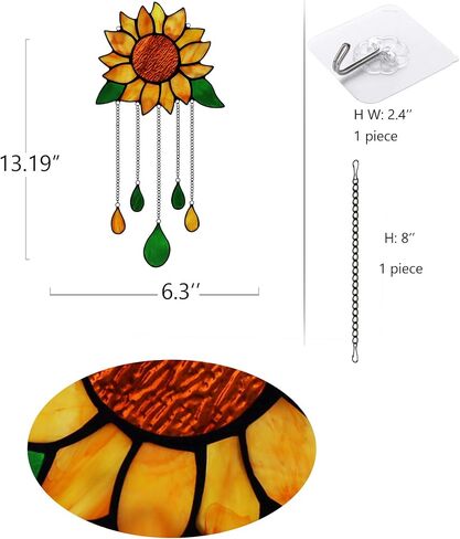 HAOSUM طائر الجنة زهرة ديكور الزجاج الملون Suncatcher، هدية الزهور الاصطناعية وهمية للنساء، زخرفة الزهور نافذة الزجاج الملون الشنق، هدايا هووسورمينغ لأمي الجدة in Kuwait