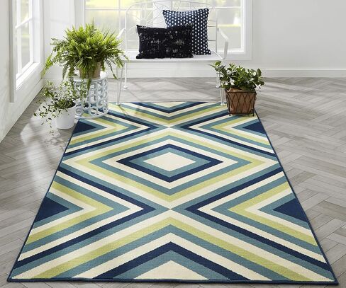 Momeni Rugs , Baja Collection Contemporary Indoor & Outdoor Area Rug, Easy to Clean, UV protected & Fade Resistant, 3'11" x 5'7", Multicolor in Saudi Arabia