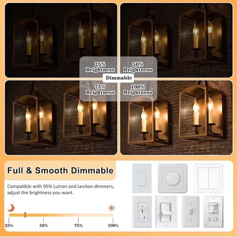 Dimmable E12 Candelabra LED Light Bulbs 25W Equivalent, 3W E12 LED Candle Chandelier Bulbs Warm White 2200K, C32/CA10 Flame Tip LED Edison Bulbs, Ultra-thin Spiral LED Filament Bulbs, 6 PACK in Saudi Arabia