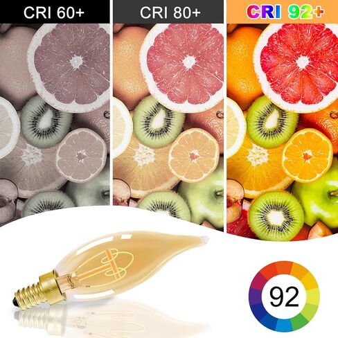 Dimmable E12 Candelabra LED Light Bulbs 25W Equivalent, 3W E12 LED Candle Chandelier Bulbs Warm White 2200K, C32/CA10 Flame Tip LED Edison Bulbs, Ultra-thin Spiral LED Filament Bulbs, 6 PACK in Saudi Arabia