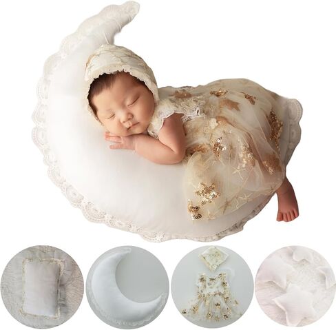 Newborn Photography Props Outfit With Long Tail Hat, Photo Shoot Costume Crochet Hat Pant Striated Pillow, 1st Birthday Outfit Set for Boy Girl Suit for 0-1 Month in Saudi Arabia