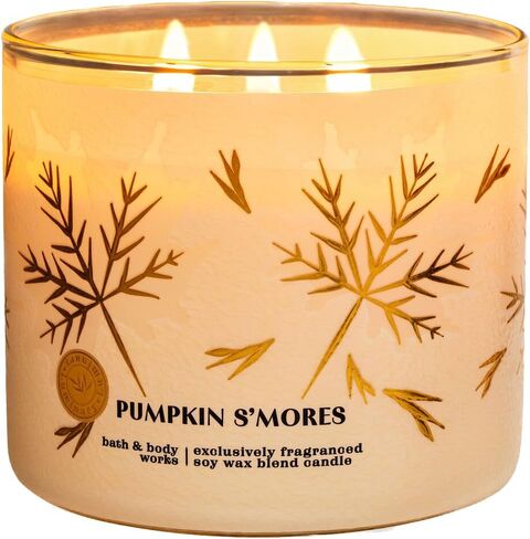 Bath + Body Works Pumpkin S'Mores Candle - Roasted Marshmallows + Melted Chocolate w/Pumpkin Graham Crackers - 3-Wick Bakery/Pumpkin Treat Scented Candle for Fall - Large, 14.5 oz in Saudi Arabia
