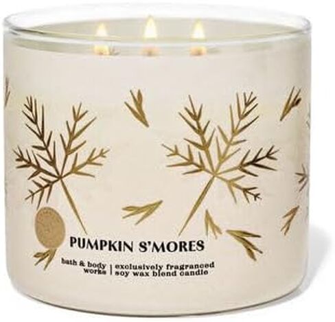 Bath + Body Works Pumpkin S'Mores Candle - Roasted Marshmallows + Melted Chocolate w/Pumpkin Graham Crackers - 3-Wick Bakery/Pumpkin Treat Scented Candle for Fall - Large, 14.5 oz in Saudi Arabia