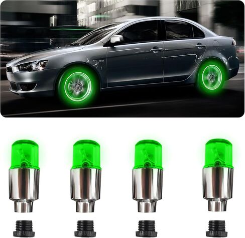 4 PCS LED Tire Valve Lights, Waterproof Light up Air Neon Bicycle Motorcycle Tyre Valve Flash Lights, Bike Truck Golf Cart Wheel Assemblies Lamp, Exterior Car Accessories (Colorful) in Saudi Arabia