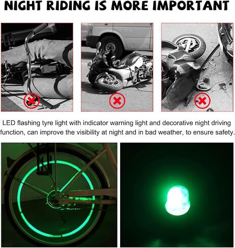 4 PCS LED Tire Valve Lights, Waterproof Light up Air Neon Bicycle Motorcycle Tyre Valve Flash Lights, Bike Truck Golf Cart Wheel Assemblies Lamp, Exterior Car Accessories (Colorful) in Saudi Arabia