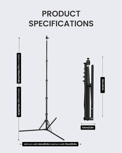 CLAYMORE Tripod Stand (Light Khaki) - Lightweight Aluminum Outdoor Action Camera, Fan & Lighting Stand, 1/4" Mount, 19-75in, 360° Ball Head, Wind-Resistant. Carrying Case and Dual-Sided Hook. in Saudi Arabia