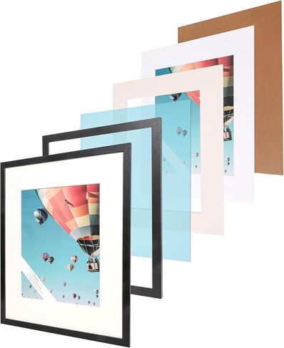 مجموعة قيمة مكونة من 6 إطارات صور سوداء مقاس 16 × 20 غير لامعة لصور مقاس 11 × 14، زجاج شبكي، للتعليق على الحائط in Kuwait