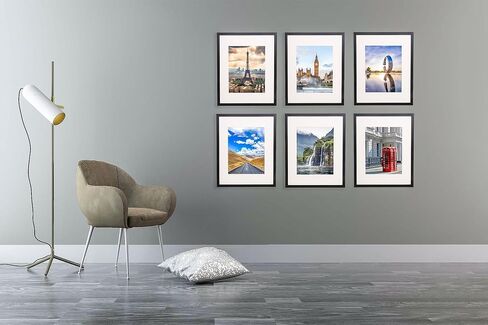 مجموعة قيمة مكونة من 6 إطارات صور سوداء مقاس 16 × 20 غير لامعة لصور مقاس 11 × 14، زجاج شبكي، للتعليق على الحائط in Kuwait