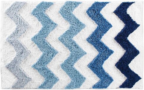 iDesign Chevron Microfiber Polyester Bath Mat, Non-Slip Shower Accent Rug for Master, Guest, and Kids' Bathroom, Entryway, 34" x 21", Light Gray and Coral in Saudi Arabia