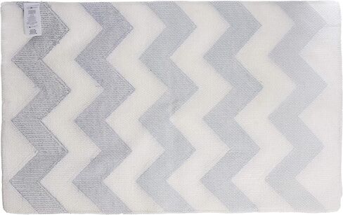 iDesign Chevron Microfiber Polyester Bath Mat, Non-Slip Shower Accent Rug for Master, Guest, and Kids' Bathroom, Entryway, 34" x 21", Light Gray and Coral in Saudi Arabia