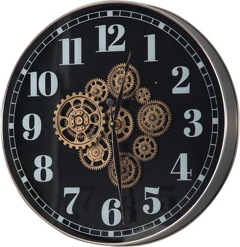SOFE 20 Inches Large Wall Clocks for Living Room Decor, Real Moving Gear Clock, Battery Wall Clock Silent, Modern Decorative Clock, Arabic Numeral Metal Clock for Wall in Bathroom, Office in Saudi Arabia