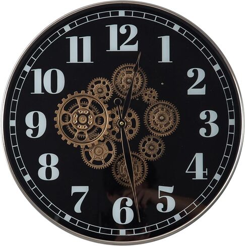 SOFE 20 Inches Large Wall Clocks for Living Room Decor, Real Moving Gear Clock, Battery Wall Clock Silent, Modern Decorative Clock, Arabic Numeral Metal Clock for Wall in Bathroom, Office in Saudi Arabia