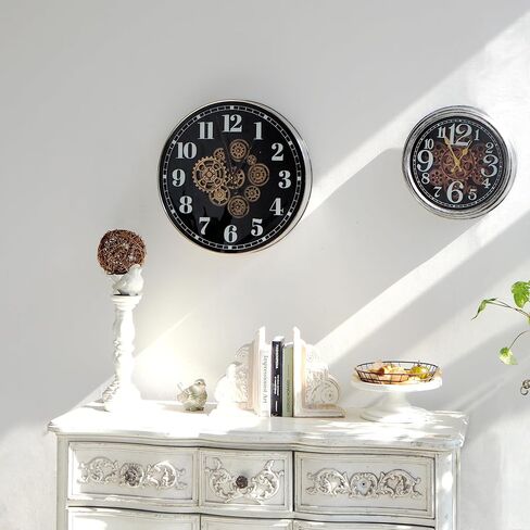 SOFE 20 Inches Large Wall Clocks for Living Room Decor, Real Moving Gear Clock, Battery Wall Clock Silent, Modern Decorative Clock, Arabic Numeral Metal Clock for Wall in Bathroom, Office in Saudi Arabia