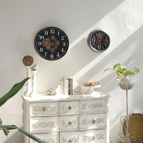 SOFE 20 Inches Large Wall Clocks for Living Room Decor, Real Moving Gear Clock, Battery Wall Clock Silent, Modern Decorative Clock, Arabic Numeral Metal Clock for Wall in Bathroom, Office in Saudi Arabia