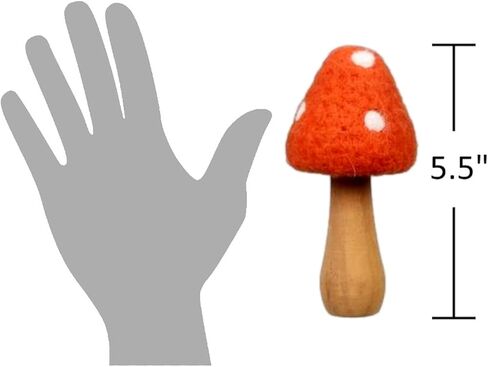 The Bridge Collection 5.5" Wool Mushroom Figurines - Set of 3 - Vintage Mushrooms for Home Decor - Set of Mushrooms for Hippy, Retro, Vintage Decor in Kuwait