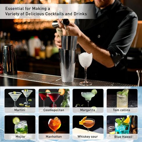 17 Piece Cocktail Shaker Set Mixology Bartender Kit with Wood Stand,Bar Tool Set: Martini Shaker,Jigger,Strainer,Mixer Spoon,Muddler,Liquor Pourers for Drink Mixing Bartending Kit in Saudi Arabia