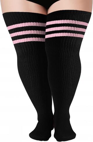 Plus Size Thigh High Socks for Thick Thighs, Extra Long Striped Thigh High Socks for Women in Kuwait