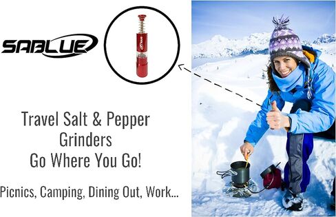 SABLUE Salt And Pepper Thumb Push Button Metal Grinder Set Or Singles, Grind Travel Gadgets, Spice Grinder, for Black Pepper, Sea Salt and Himalayan Salt (Black) in Saudi Arabia